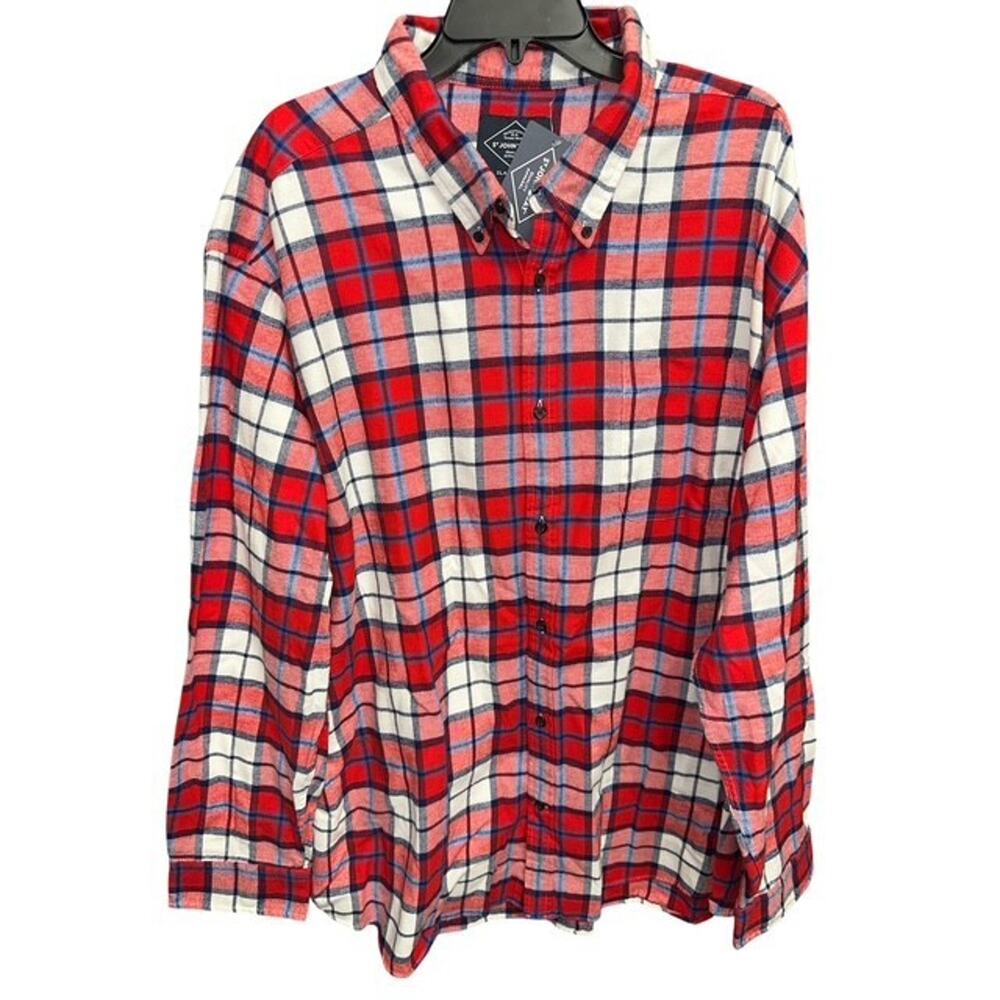 St Johns Bay 3XL Shirt Cayenne Red Plaid Pocket Classic Fit Super Soft Flannel